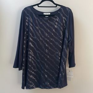 Liz Claiborne Woman 1X navy sequined top